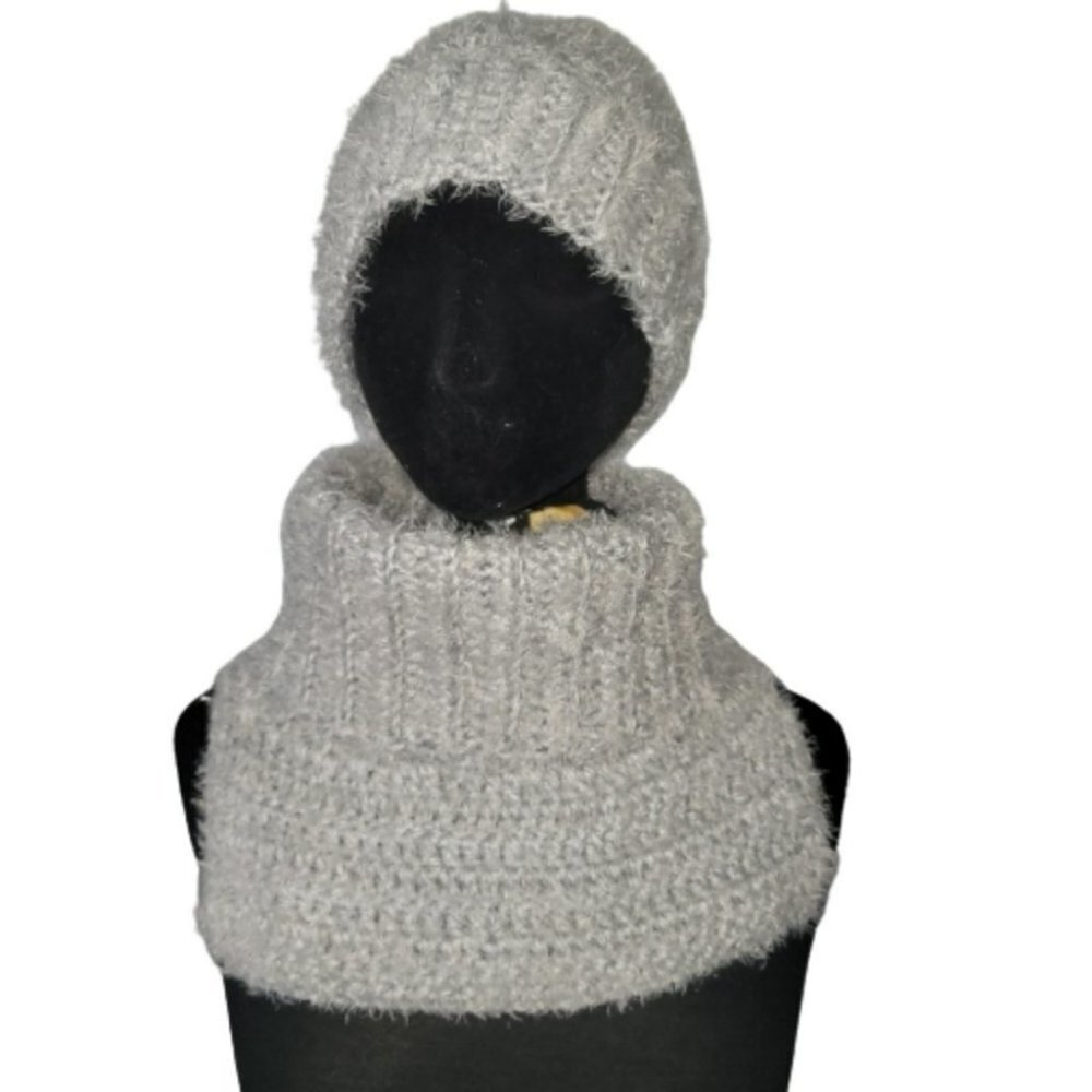 Hand made crochet 2 pièces set alpaca blend bennie and collor